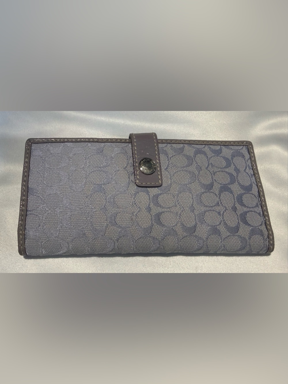 Coach Gray Signature Jacquard Snap Wallet